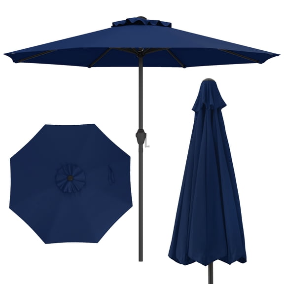 Topbuy 8.5 FT Patio Umbrella Outdoor Table Umbrella w/ Crank Handle 8 Ribs Navy