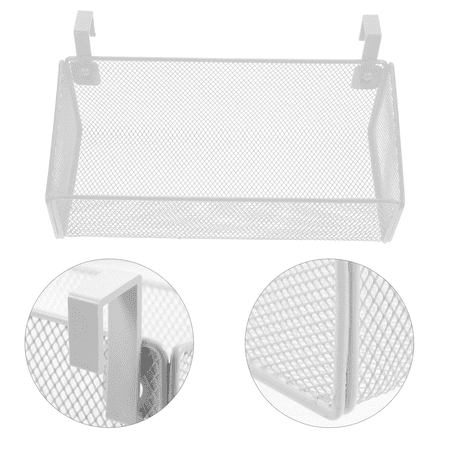 UEETEK White Metal Mesh Bedside Hanging Storage Basket for Dorm Room and Home Organization Space-Saving Organizer