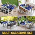 thumbnail image 5 of Navy Blue Snowman Christmas Table Cloths for 6 Foot Rectangle Tables, Xmas Tree Ball Winter Snowflake Patio Waterproof Elastic Fitted Tablecloths, Washable Rectangular Table Cover for Camping, 5 of 8