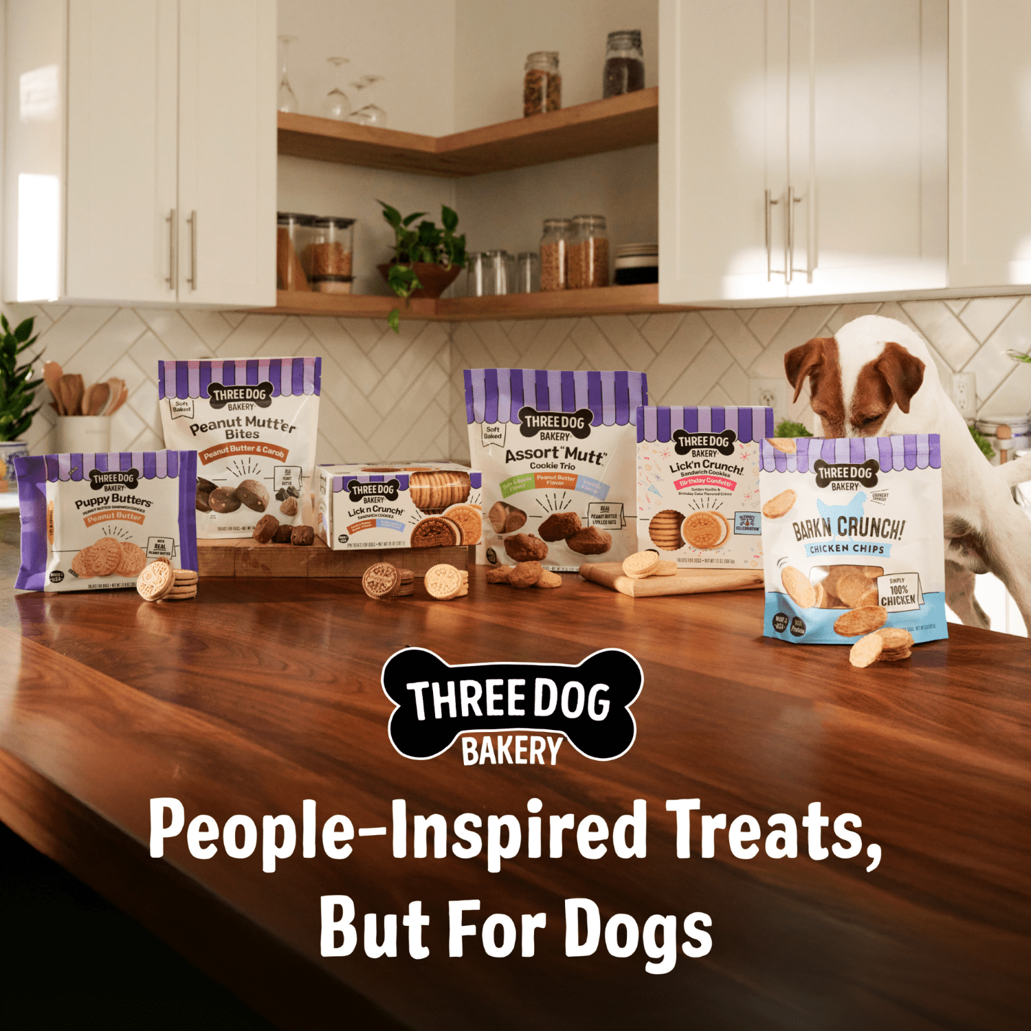 (2 pack) Three Dog Bakery Lick'n Crunch Dog Treat Sandwich Cookies, Blueberry Pie, 13 oz