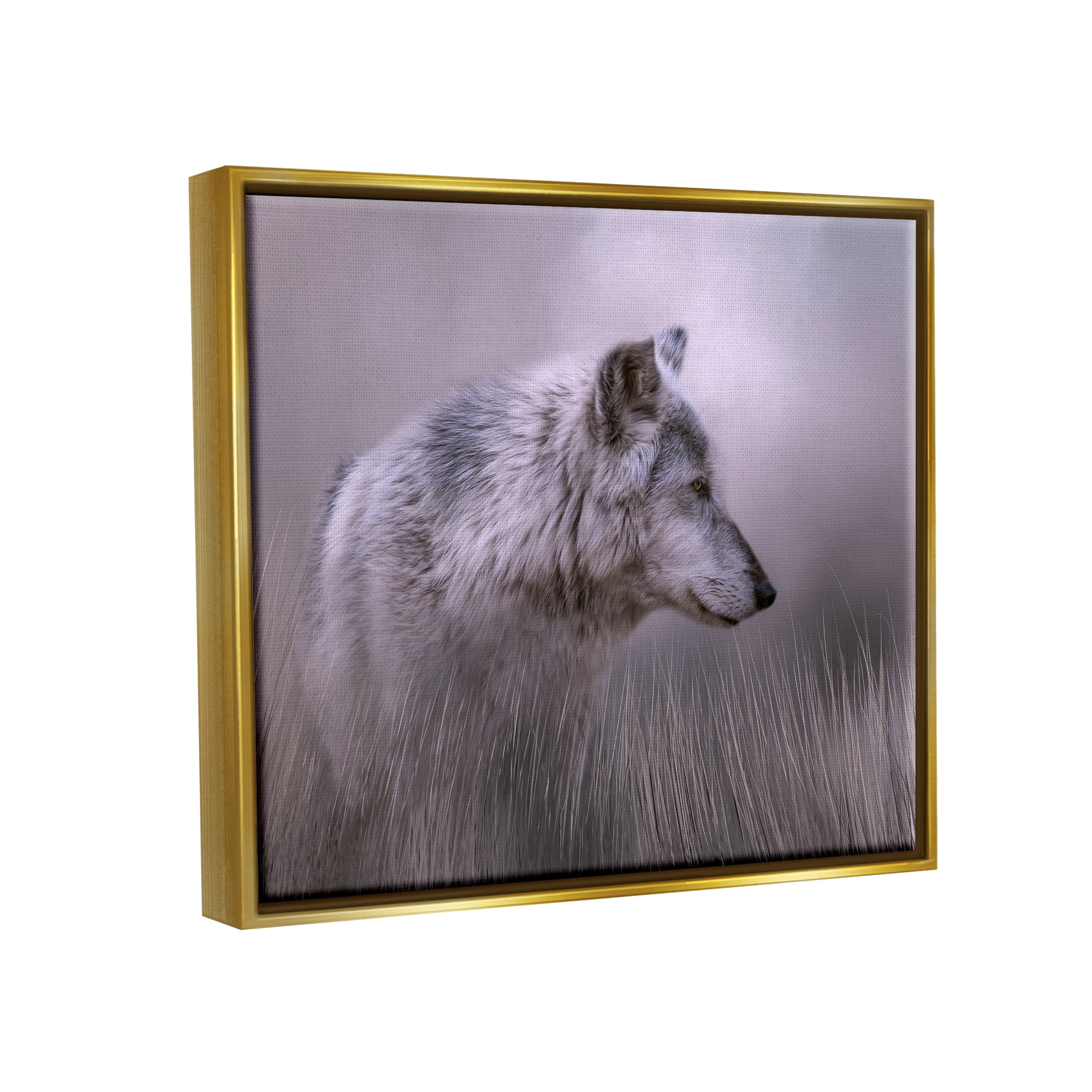 Stupell Grey Wolf Wildlife Photography Animals & Insects Photography Gold Floater Framed Art Print Wall Art