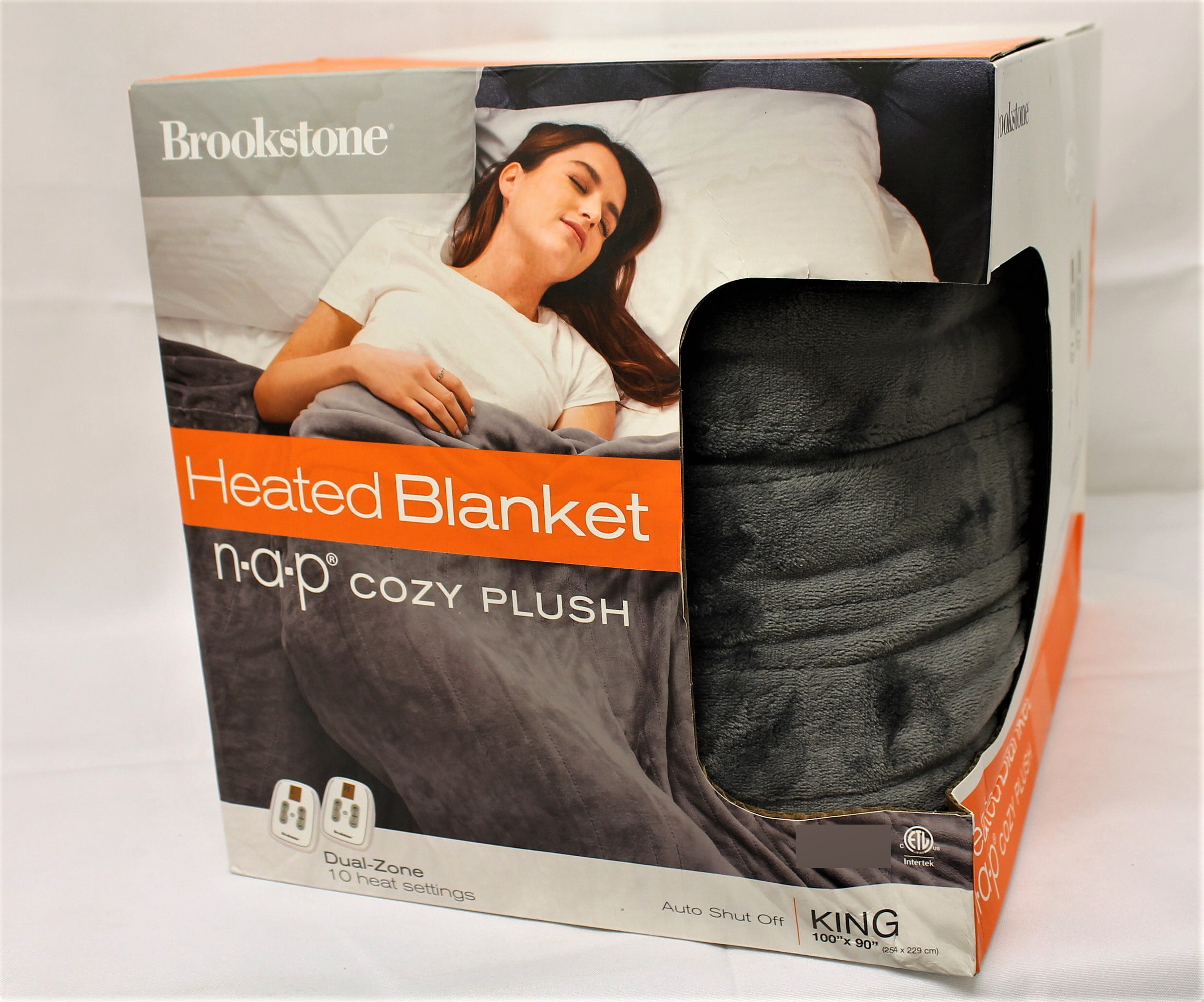 Brookstone N-A-P Cozy Plush Heated Blanket (King) (Dark Gray) - Walmart.com