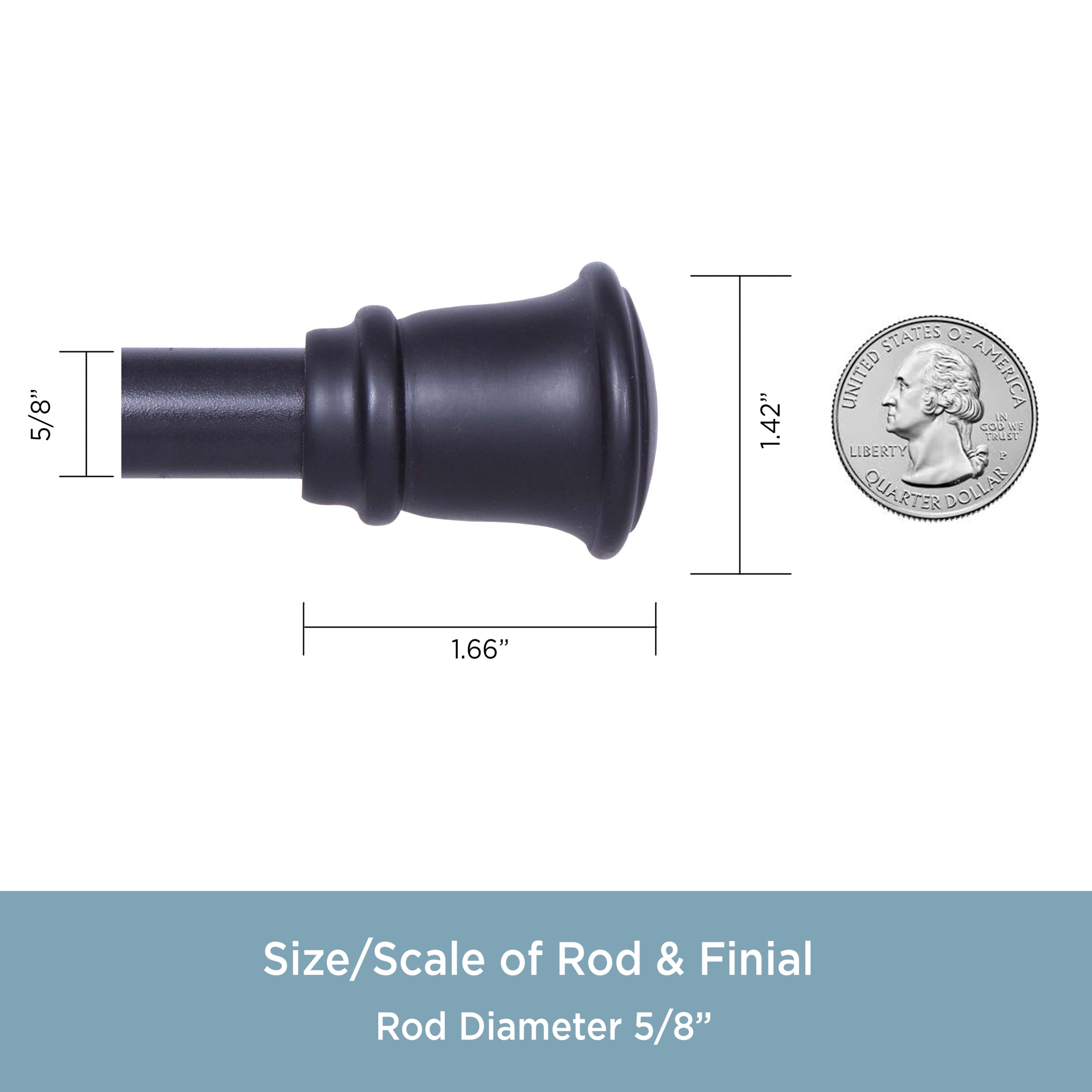Trumpet 84-120 in. Decorative Curtain Rod & Holdback Set, 5/8 in. Diameter