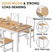 Soges 47 Dining Table Set for 4, 5-Piece Wood Kitchen Dining Table Set with 4 Chairs for Kitchen Dining Room Restaurant, Oak&White