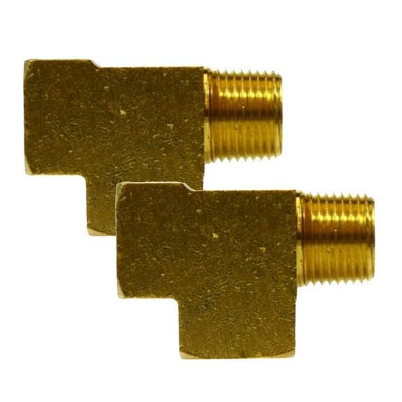 1/4" Female NPT x Male NPT x Female NPT Barstock Street Tee Brass Fitting 2-Pack