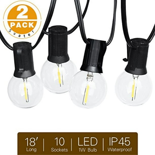 Svater 2 Pack G40 Led String Lights 18ft 10 Hanging Socket With Pack G40 Led String Lights 18ft