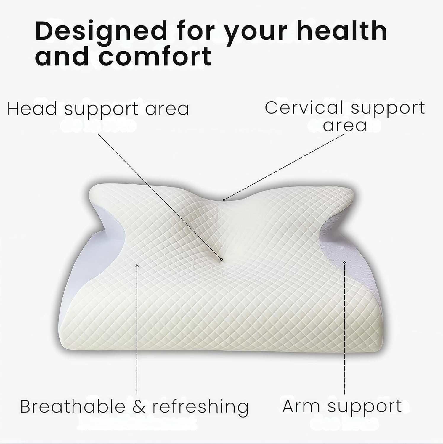 Ergo Z Pillow, Ergo Z 2 in 1 Ergonomic Pillow, Sleep Restora Pillows, Ergonomic Memory Foam Contour Orthopedic Pillows with Breathable Pillowcase for Side, Back & Stomach Sleepers(Gray)