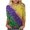 AH-Purple, variant on Visit the JURANMO Store Womens Fashion Fall T Shirts Mardi Gras 3/4 Sleeve Round Neck Casual Tunic Tops Color Block Carnival Themed Party Parade Tee Shirt Purple M