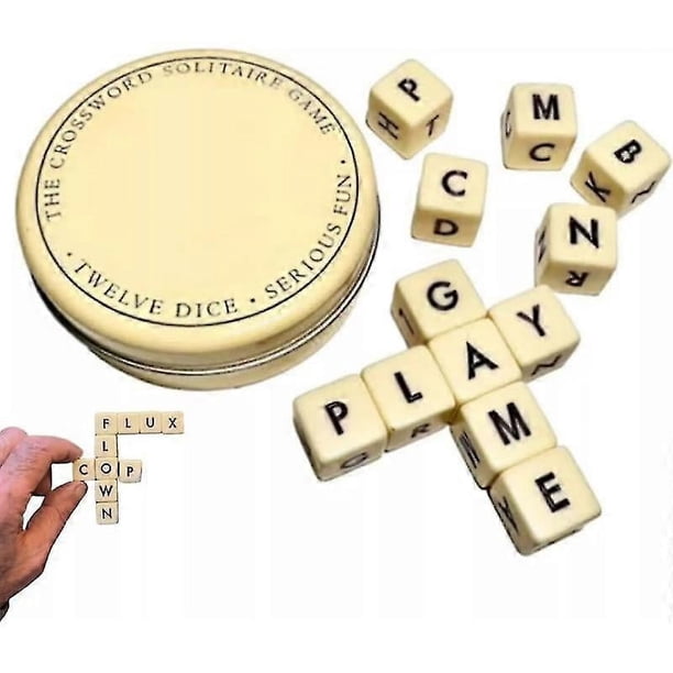 Juego de solitario de crucigramas, dados de solitario de crucigramas, juego de Scrabble con estuche