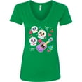 thumbnail image 3 of Inktastic Day of the Dead Owl Sugar Skulls and Guitar Women's V-Neck T-Shirt, 3 of 5