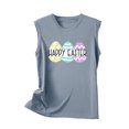 thumbnail image 4 of Besolor Débardeurs Joyeuses Pâques pour Femmes Imprimé Lettre Mignon Col Rond Sans Manches Chemises Décontractées Blouse d'Été Ample, 4 of 5