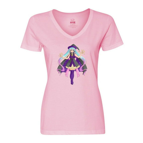 Inktastic Beautiful Purple Anime Witch Women's V-Neck T-Shirt