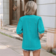 thumbnail image 5 of Camisa de Corta Abullonada para Mujer, Top de Verano, Verde Pavo Real, Talla L, 5 of 6