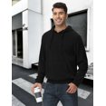 thumbnail image 4 of Xidunhg Mens Hooded Henley Sweatshirt Casual Long Sleeve Drawstring Waffle Knit Pullover Hoodies Black M, 4 of 8
