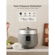 CUCKOO Twin Pressure Rice Cooker 10-Cup Uncooked / 20-Cup Cooked with Nonstick Inner Pot, Large Rice Maker & Warmer with 16 Menu Options, Open Cooking Mode, Voice Guide, Gray (CRP-ST1009FG)