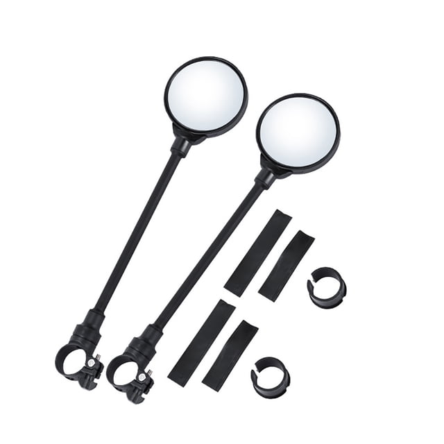 fastboy 1 Pair Mountain Bike Rearview Reflective Strap Washable Angle Adjustable Aluminium Rod Rear View Mirror for 22-38mm Handlebar