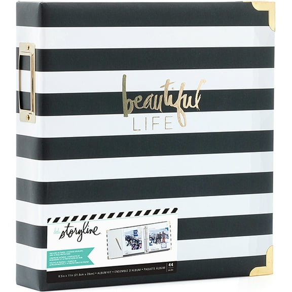 Heidi Swapp Storyline2 D-Ring Album 8.5"X11"-Black Stripe
