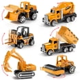 thumbnail image 7 of Construction Truck Toy Set with 6 Mini Die-Cast Vehicles - Pull-Back Engineering Cars in Storage Carrier - Kids Educational Toy Set for Boys and Girls Age 3+, 7 of 7