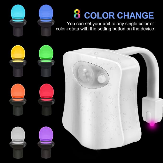SEURON LED Bathroom Toilet Night Light with 8 Colors Sensor Lamp Motion