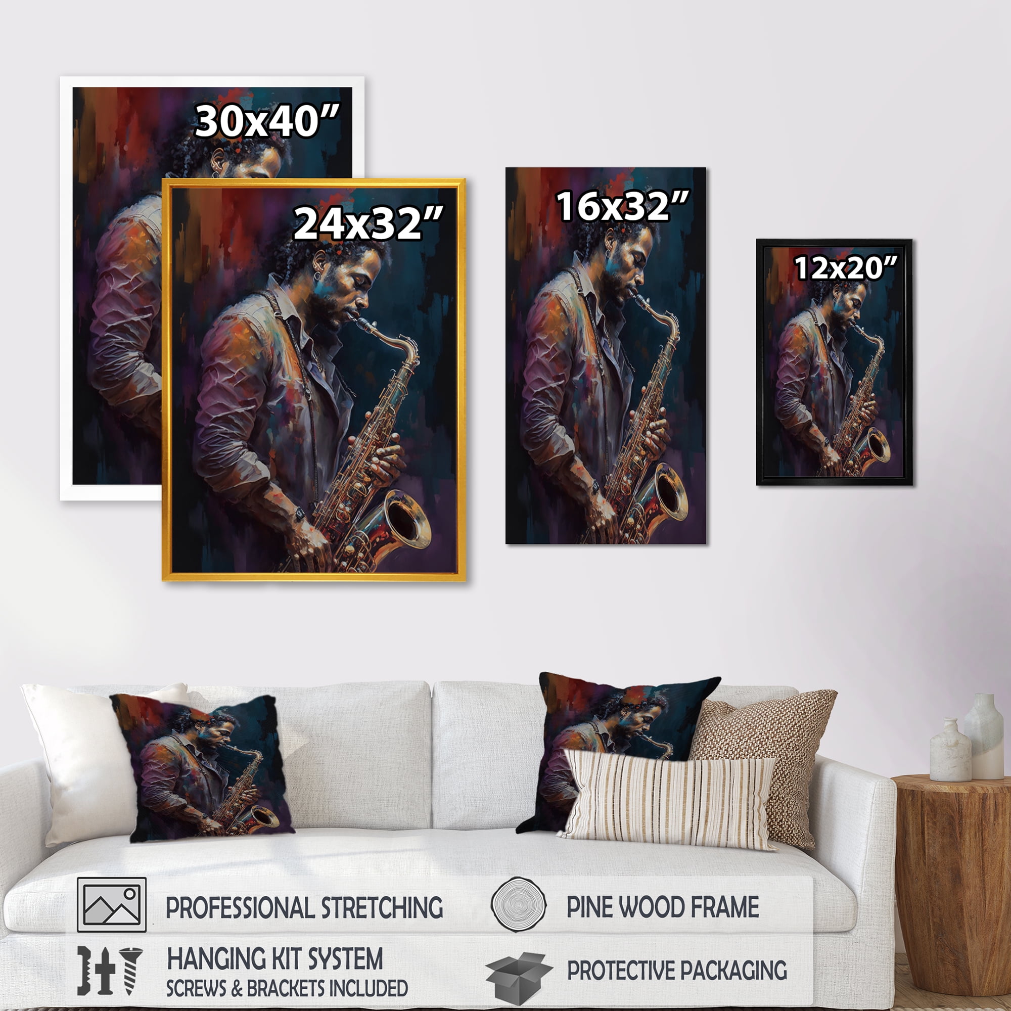 Designart Saxophone Player On Stage III Canvas Wall Art