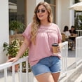 thumbnail image 2 of Agnes Orinda Women's Plus Size Tops Chiffon Swiss Dots Short Sleeves Lace Crochet Pleated Blouse 5X Pink, 2 of 8