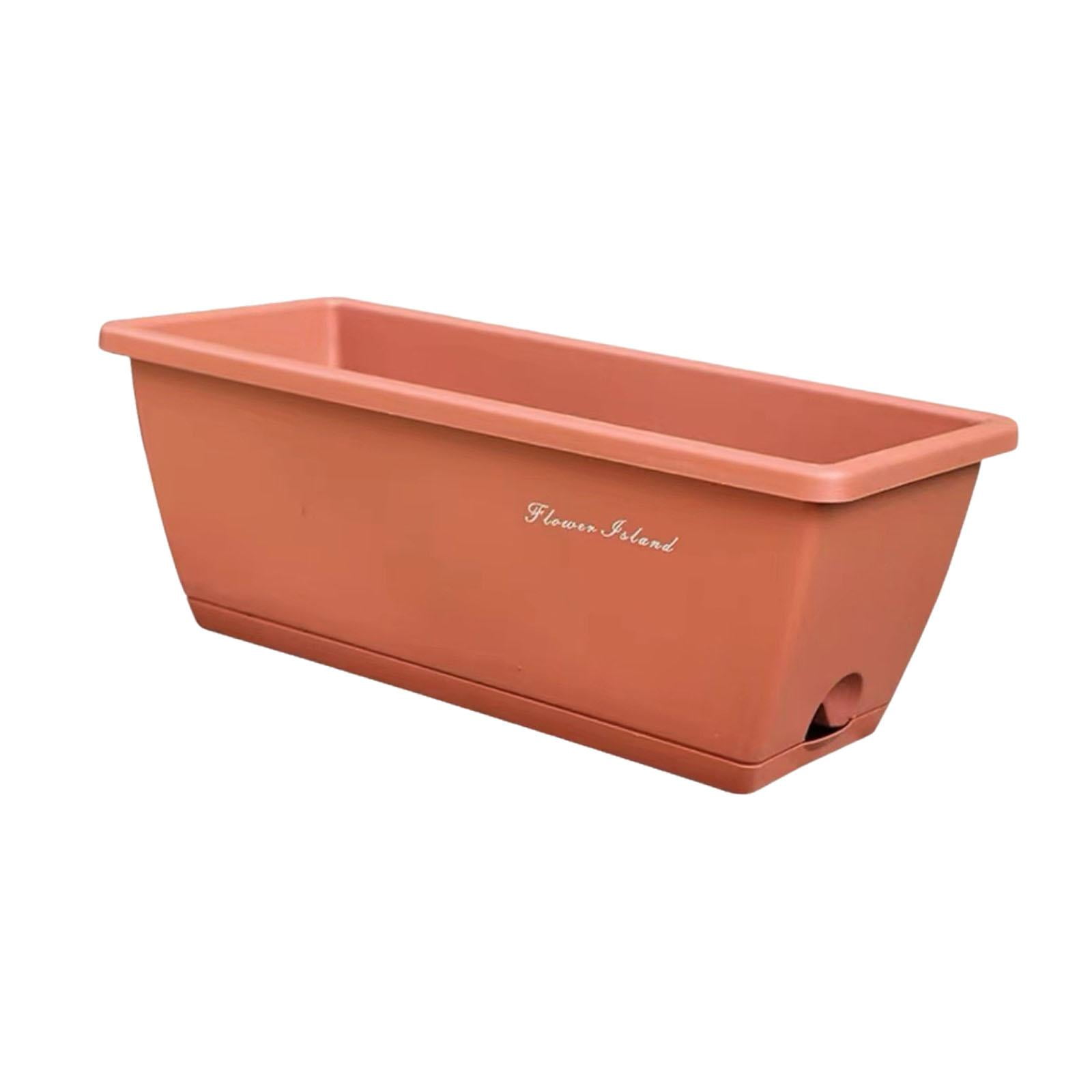 figatia Window Box Planter ,Vegetables Growing Container, with Drainage Holes, Garden Flower Plant Pot for Outdoor Yard Balcony Patio Brick Red