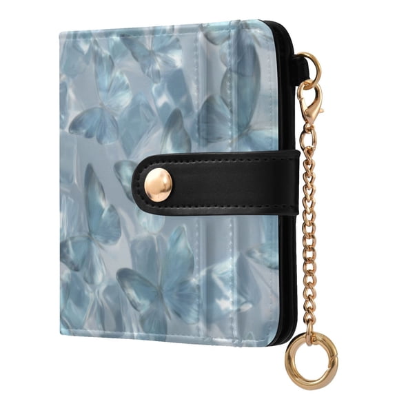 Qxltty Ice Butterfly Ladies Wallet Rfid Slim Thin Compact Credit Card Women Wallet Zipper Coin Pocket and ID Window for Female Gifts