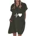 thumbnail image 1 of Vestido casual de color sólido con botones de solapa y manga corta de algodón y lino para mujer Pompotops ghjkhdj14765, 1 of 8