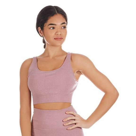 Wellfit Women's Seamless Ribbed Sports Bra with Removable Cups