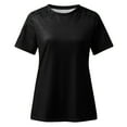 thumbnail image 4 of Dezsed Womens Summer Tunics Tops Round Neck Short Sleeve Tunics Lace Blouses Shirts for Summer Casual Black L, 4 of 5
