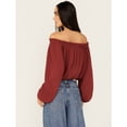 thumbnail image 4 of Tempted Women's Crochet Long Sleeve Top Wine X-Large  US, 4 of 4