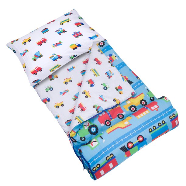 Wildkin Trains, Planes & Trucks Microfiber Sleeping Bag w/ Pillowcase