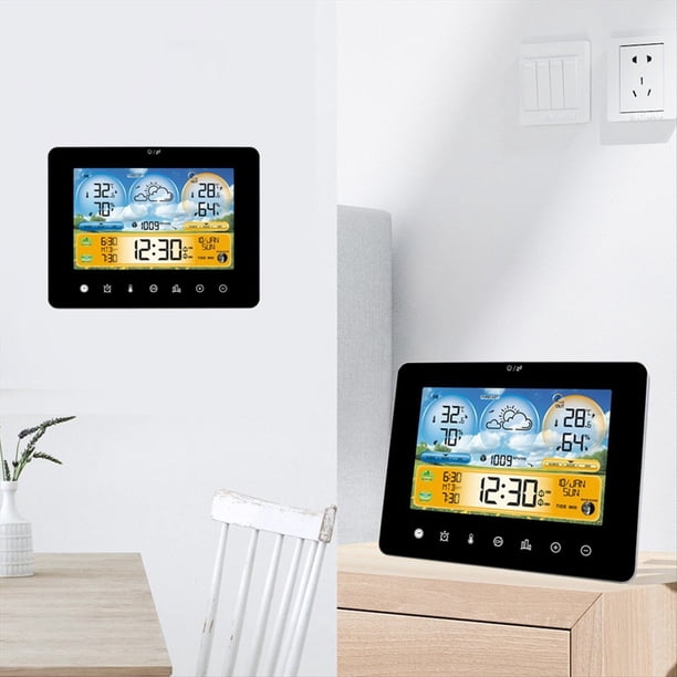 Reloj Despertador Atómico Digital, Relojes con Pantalla en Color HD para Dormitorios con Temperatura y Humedad Interiores, para Oficina en Casa