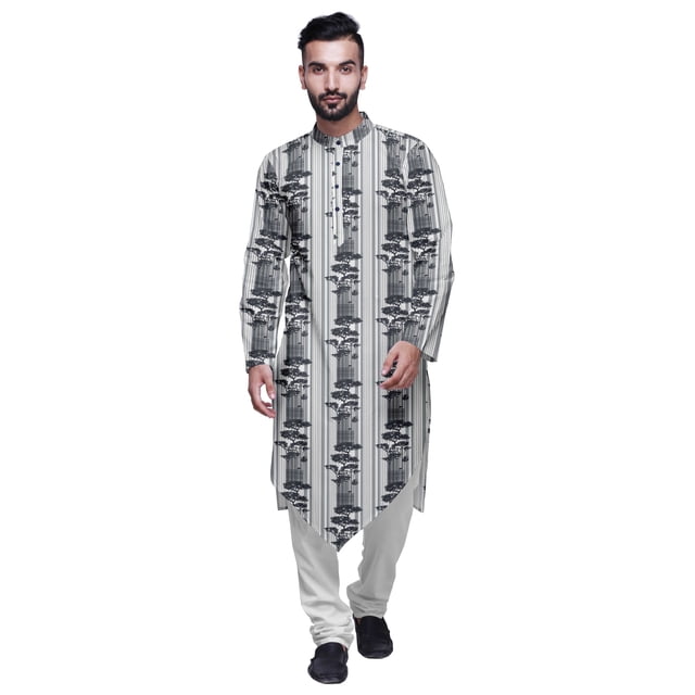 Atasi Kurta à Manches Longues de Designer pour Garçons, Kurta Décontractée Imprimée en Coton Flex