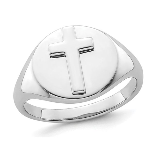 Mens Sterling Silver Polished Cross Ring