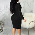 thumbnail image 4 of Vestido irregular de manga larga con cuello en V y cuello en V de manga larga para mujer informal a la moda Fridja  qw4823, 4 of 6