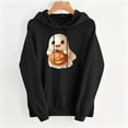 thumbnail image 5 of asdoklhq Halloween Pumpkin Sweaters Graphic Tshirts Shirts Winter Ladies' Graphiced Long Sleeve Hooded Sweatshirt Black S, 5 of 5