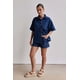 thumbnail image 5 of Conjuntos de 2 Piezas para Mujer: Camisa Vaquera Azul de Corta con Botones y Pantalones Cortos de Mezclilla de Cintura Alta. Azul Oscuro XXL, 5 of 10