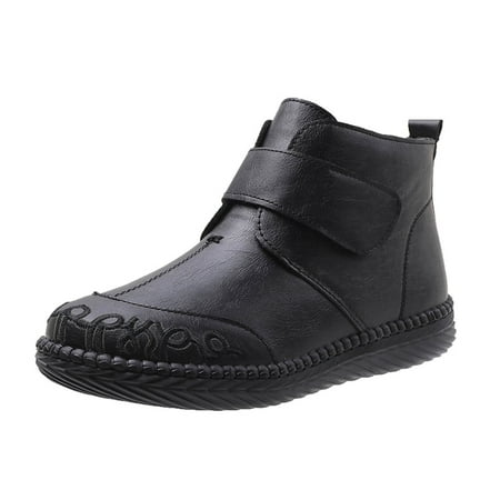

jsaierl Winter Ladies Cotton Boots Women Retro Round Toe Plus Cotton Short Boots