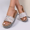 thumbnail image 5 of Platform Sandals,Women's Sandals,Flat Sandals for Women,Womens Dress Sandals,Cute Sandals for Women,Womens Slide Sandals Cork Footbed Flat Sandals Open Toe Comfort Slip On Slippers for Summer,White,8, 5 of 5
