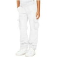 thumbnail image 2 of CHGBMOK Saving 5$ & Under 100% Cotton Cargo Pants Loose Fit Outdoor Pants with Pocket Elastic Waist Joggers Trousers for Boys & Girls, White, 5-6 Years/(120), 2 of 7