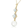thumbnail image 2 of Galaxy Gold 14K Solid Yellow Gold Pendant Necklace with Natural Aquamarine and Natural Pearl High Polished Gold Made in USA (24), 2 of 3