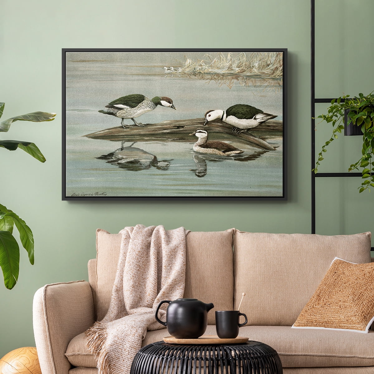 Vintage Animal Print-XIX By Wexford Home Framed in Black Wood Gallery Wrapped Canvas 27 in. x 41 in.