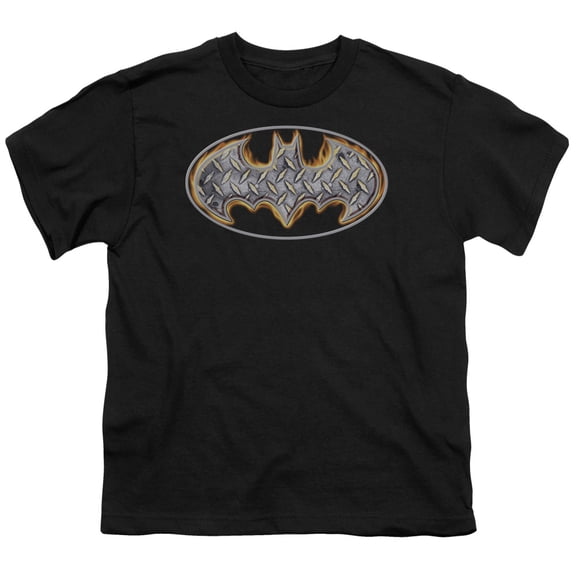 Batman Steel Fire Shield S/S Youth 18/1 T-Shirt Black