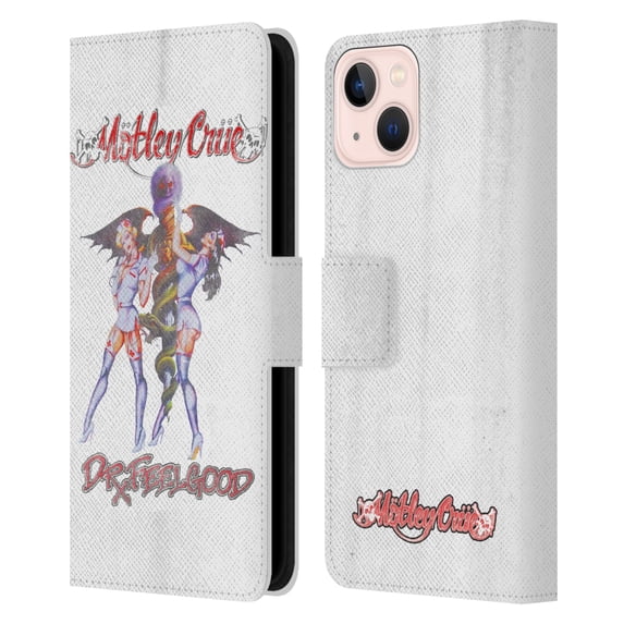 Head Case Designs Officially Licensed Motley Crue Key Art Dr. Feelgood Vintage Leather Book Wallet Case Cover Compatible with Apple iPhone 13