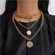 thumbnail image 2 of Qarigey Punk Cuban Multilayer Choker Big Thick Chunky Style Round Gothic European Fashion Chain Women Disc Coin Jewelry Men Necklace Ropa, zapatos y accesorios Miscelánea Numero 5 Qarigey AP006773-05, 2 of 2