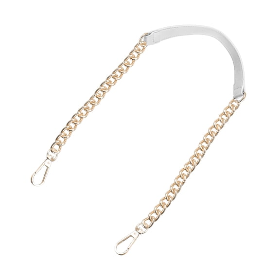 Unique Bargains Purse Leather Iron Flat Chain Strap White Gold 1000x10x3mm