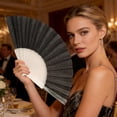 thumbnail image 3 of SIYTUAU Plastic Folding Fan With Glitter Fabric And Transparent Ribs For Party Dance Performance And Summer Cooling 9 Inches, 3 of 7