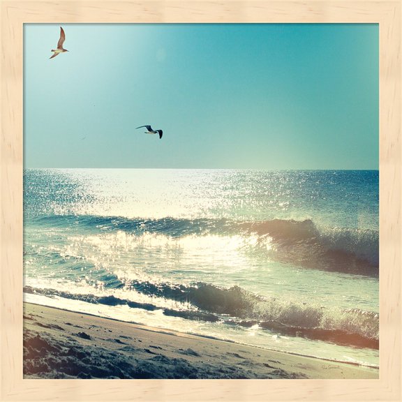 Coastline Waves no Word by Sue Schlabach, Framed Wall Art, 13.25W x 13.25H