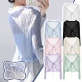 thumbnail image 3 of Ruffled Lace-up Ice Silk Knitted Sun Protection Cardigan Shawl Summer Thin, 3 of 8
